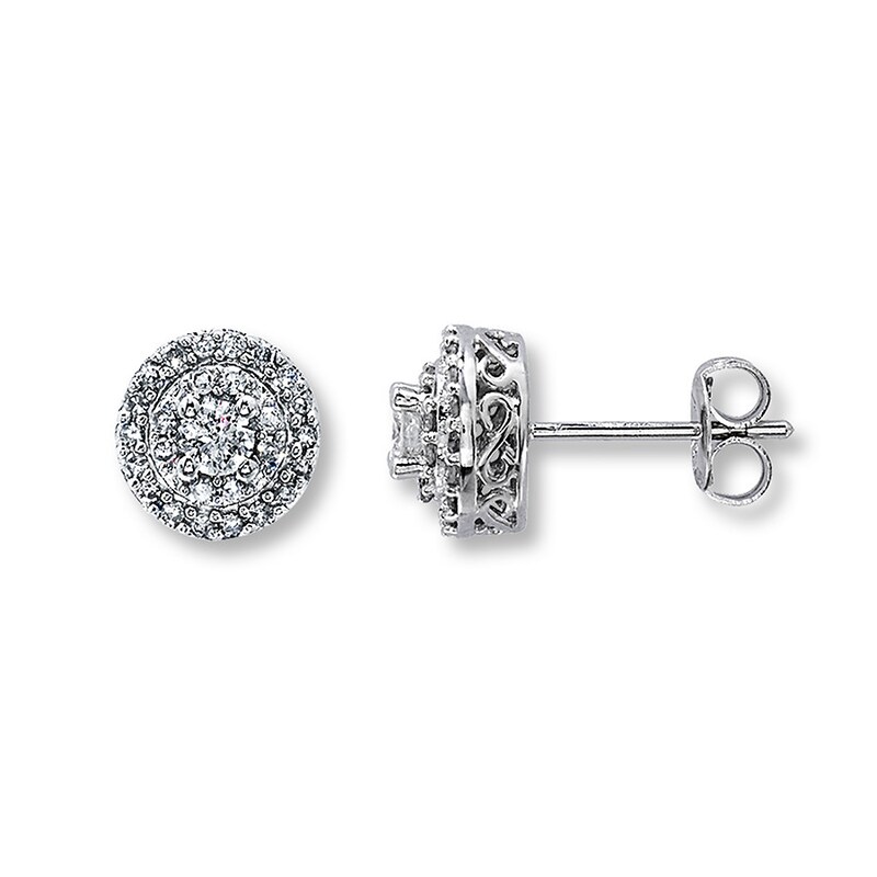 Previously Owned Diamond Earrings 1/2 Carat tw 14K White Gold
