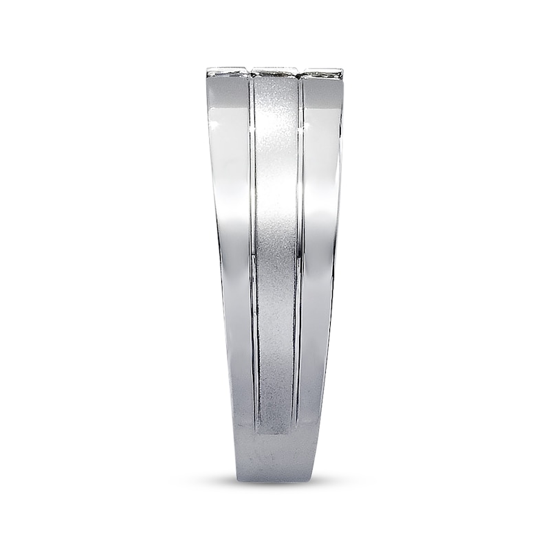 Main Image 2 of Previously Owned Men's 8.5mm Diamond Band 1/3 ct tw Square-cut 14K White Gold