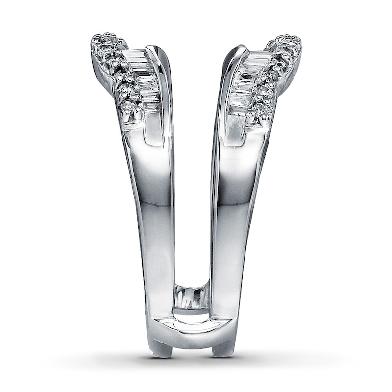 Main Image 3 of Previously Owned Diamond Enhancer Ring 1/2 ct tw Round & Baguette-cut 14K White Gold