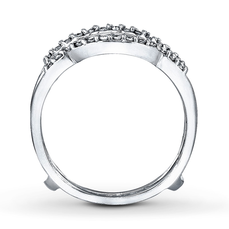 Main Image 4 of Previously Owned Diamond Enhancer Ring 1/2 ct tw Round & Baguette-cut 14K White Gold