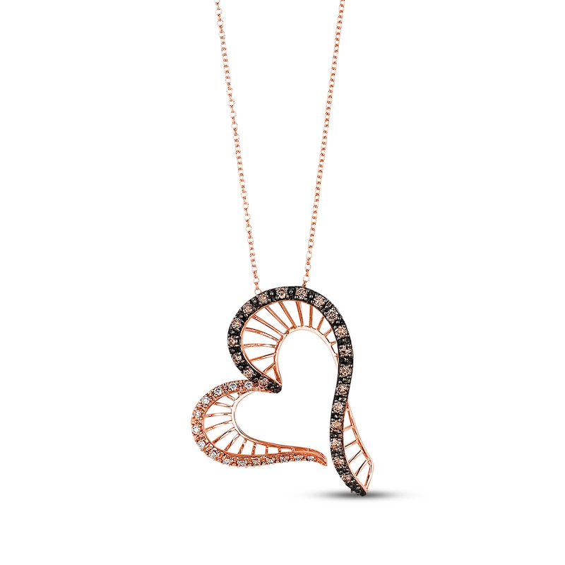 Main Image 1 of Previously Owned Le Vian Diamond Heart Necklace 3/8 cttw 14K Strawberry Gold 18"