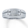 Thumbnail Image 1 of Previously Owned Men's Round-Cut Diamond Wedding Band 10K White Gold