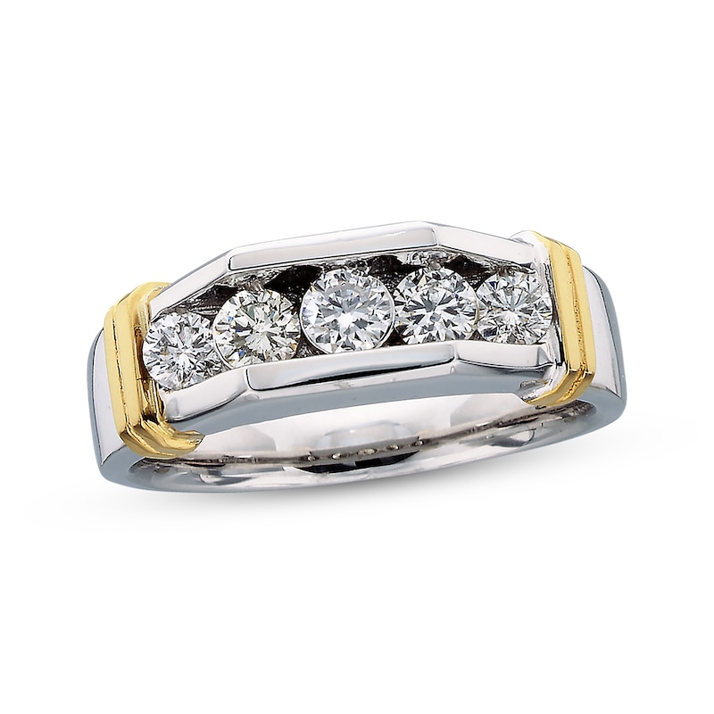 Main Image 1 of Previously Owned Men's Diamond Wedding Band 1 ct tw Round-cut 14K Two-Tone Gold