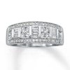 Thumbnail Image 1 of Previously Owned Diamond Anniversary Ring 3/4 ct tw Baguette & Round-cut 10K White Gold