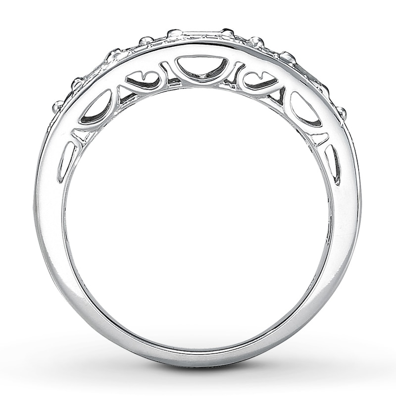 Main Image 2 of Previously Owned Diamond Anniversary Ring 3/4 ct tw Baguette & Round-cut 10K White Gold