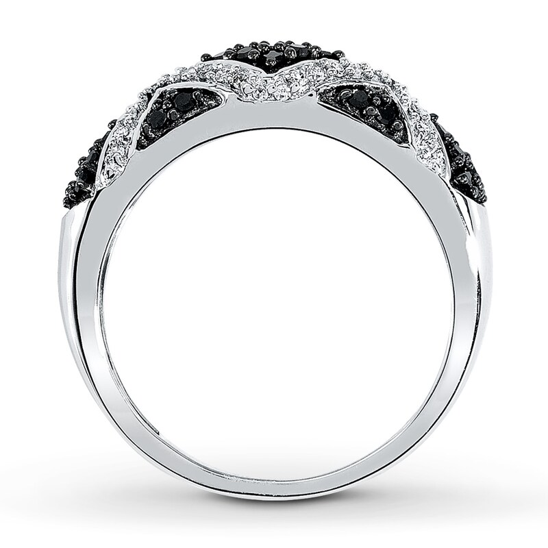 Main Image 2 of Previously Owned Black & White Diamond Ring 1/3 ct tw 10K White Gold