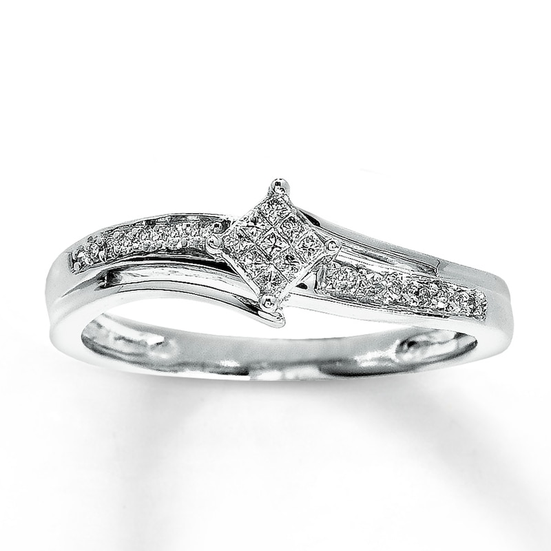 Main Image 1 of Previously Owned Diamond Fashion Ring 1/6 ct tw Round-cut 10K White Gold