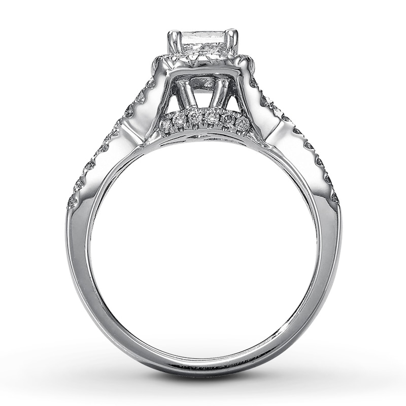 Main Image 2 of Previously Owned Diamond Engagement Ring 1 ct tw Princess & Round 14K White Gold