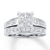 Thumbnail Image 1 of Previously Owned Diamond Bridal Set 2-1/2 ct tw Princess-Cut 14K White Gold