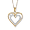 Thumbnail Image 1 of Previously Owned Diamond Heart Necklace 1/10 ct tw Round-cut 10K Yellow Gold 18"