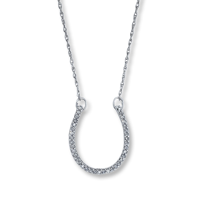 Main Image 1 of Previously Owned Diamond Necklace 1/10 ct tw Round-Cut 10K White Gold 17.25&quot;