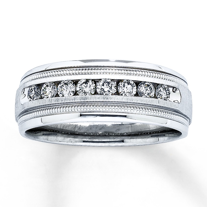 Main Image 1 of Previously Owned Men's Diamond Band 1/2 ct tw Round-cut 14K White Gold