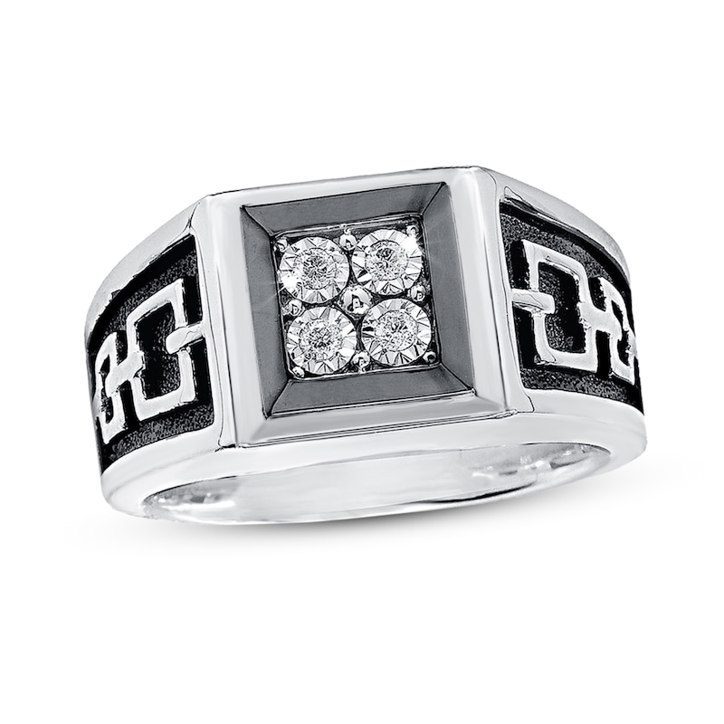 Main Image 1 of Previously Owned Men's Diamond Ring 1/10 ct tw Round-cut Sterling Silver