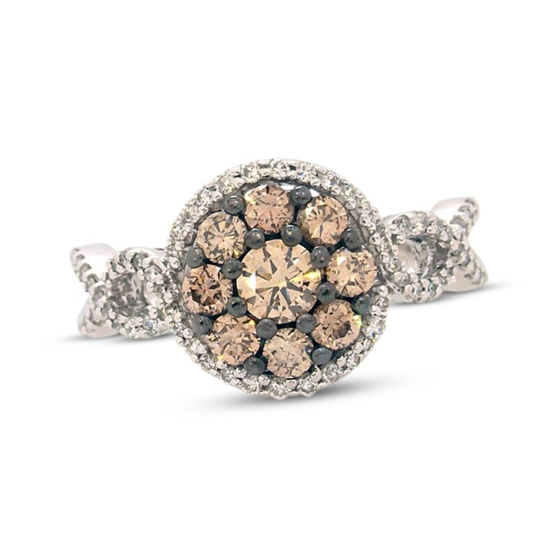 Main Image 1 of Previously Owned Le Vian Chocolate & Vanilla Diamond Ring 1 ct tw Round-cut 14K Vanilla Gold