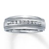 Thumbnail Image 1 of Previously Owned Men's Diamond Wedding Band 1/4 ct tw Round-cut 14K White Gold
