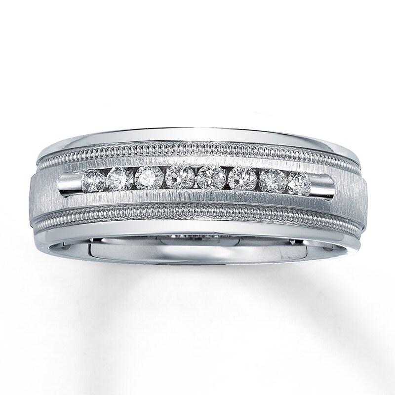 Main Image 1 of Previously Owned Men's Diamond Wedding Band 1/4 ct tw Round-cut 14K White Gold