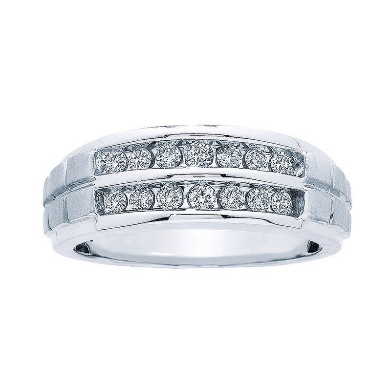 Main Image 1 of Previously Owned Men's Diamond Wedding Band 3/4 ct tw Round-cut 10K White Gold