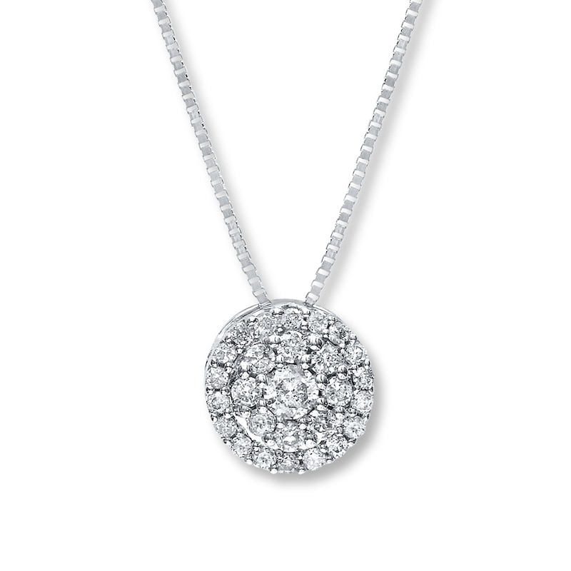 Main Image 1 of Previously Owned Diamond Necklace 1/5 ct tw Round-cut 10K White Gold 18"
