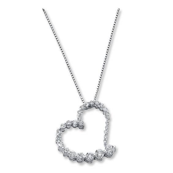 Previously Owned Diamond Heart Necklace 1/2 cttw 14K White Gold 18"