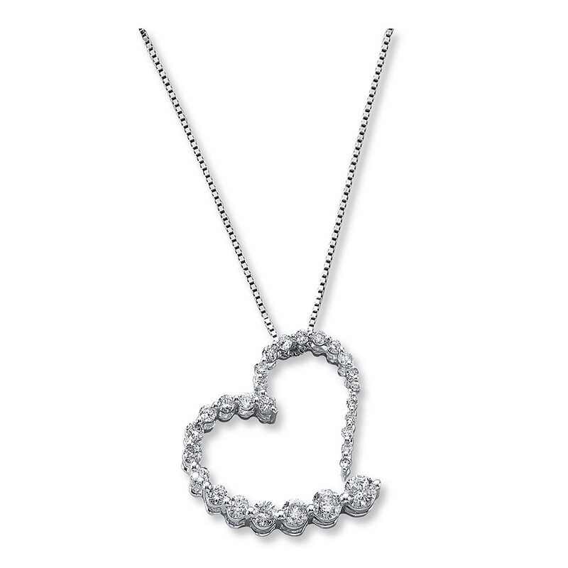 Main Image 1 of Previously Owned Diamond Heart Necklace 1/2 cttw 14K White Gold 18"