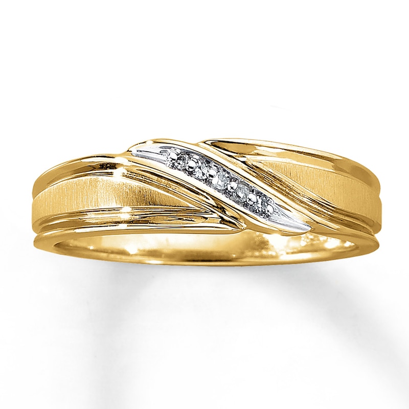 Main Image 1 of Previously Owned Men's Diamond Accent Wedding Band 10K Yellow Gold
