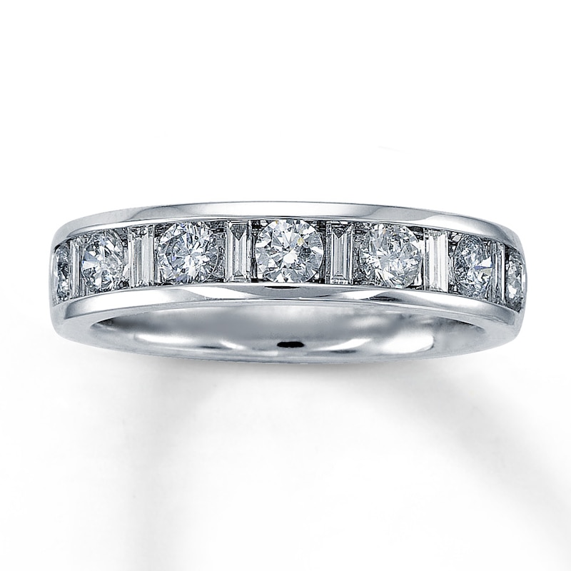 Previously Owned Diamond Anniversary Band 1 ct tw Round & Baguette-cut 14K White Gold