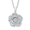 Thumbnail Image 1 of Previously Owned Diamond Flower Necklace 1/2 Carat Round-cut Sterling Silver