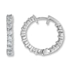 Thumbnail Image 0 of Previously Owned Diamond Hoop Earrings 3 ct tw Round-cut 14K White Gold