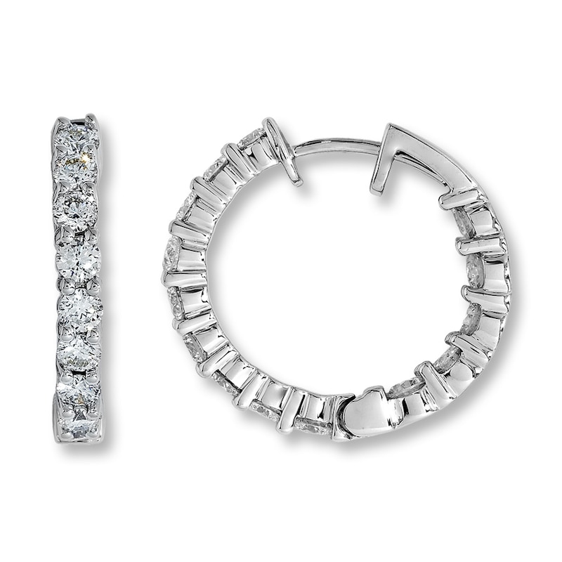 Previously Owned Diamond Hoop Earrings 3 ct tw Round-cut 14K White Gold
