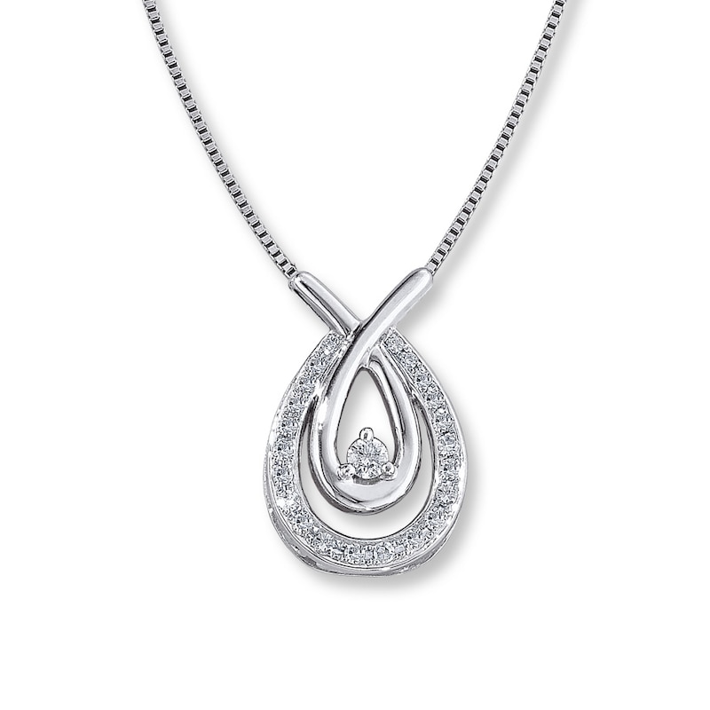 Main Image 1 of Previously Owned Diamond Necklace 1/5 ct tw Round-cut Sterling Silver