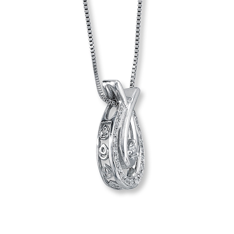 Main Image 2 of Previously Owned Diamond Necklace 1/5 ct tw Round-cut Sterling Silver