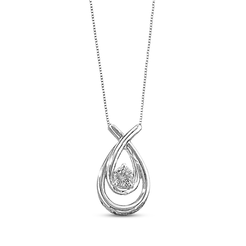 Main Image 1 of Previously Owned Diamond Teardrop Necklace 1/4 ct tw Round-cut 10K White Gold 18"