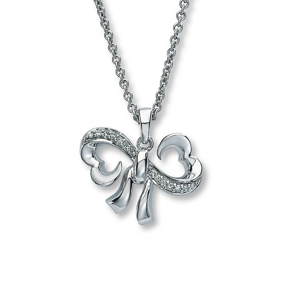 Previously Owned Diamond Bow Necklace 1/15 ct tw Sterling Silver