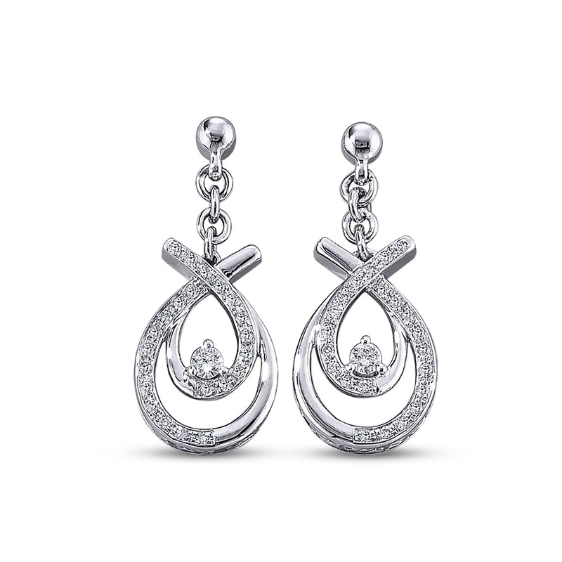 Main Image 1 of Previously Owned Dangle Earrings 1/4 ct tw Diamonds 10K White Gold
