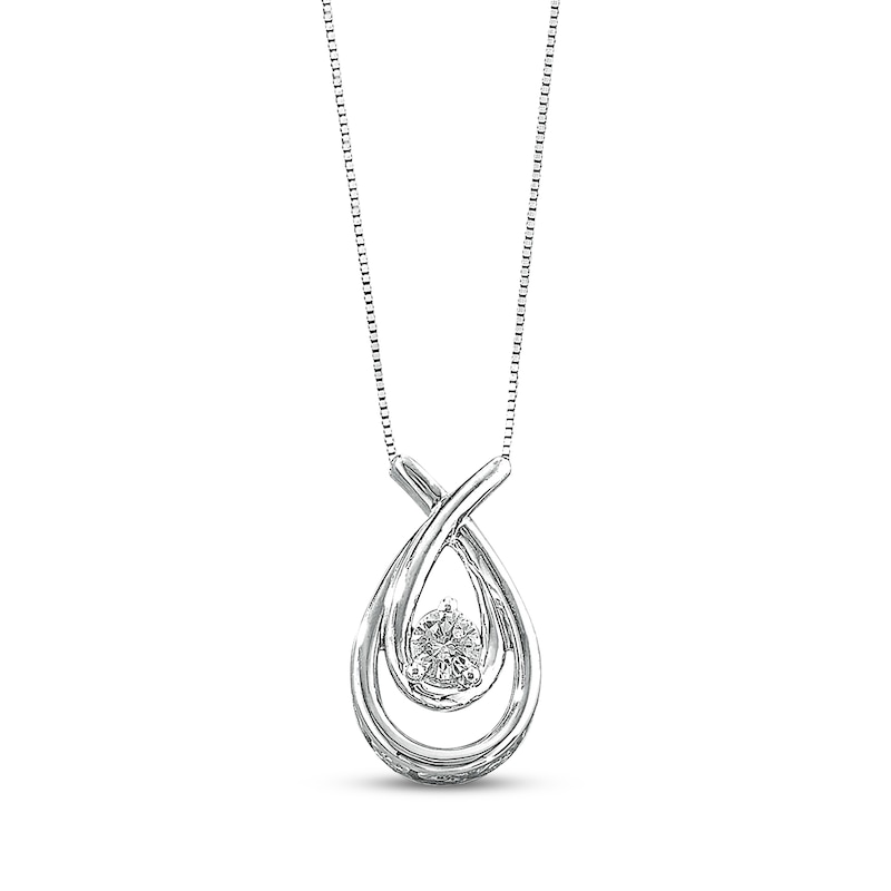 Main Image 1 of Previously Owned Diamond Teardrop Necklace 1/4 ct tw Round-cut 10K White Gold 18&quot;