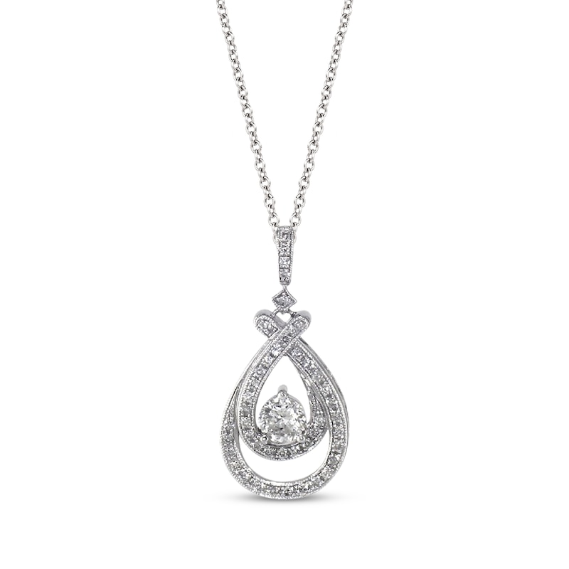 Previously Owned Diamond Teardrop Necklace 1 cttw Diamonds 14K White Gold 18"