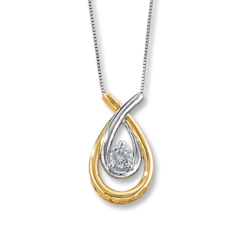 Main Image 1 of Previously Owned Necklace 1/4 Carat Diamond 10K Two-Tone Gold 18"
