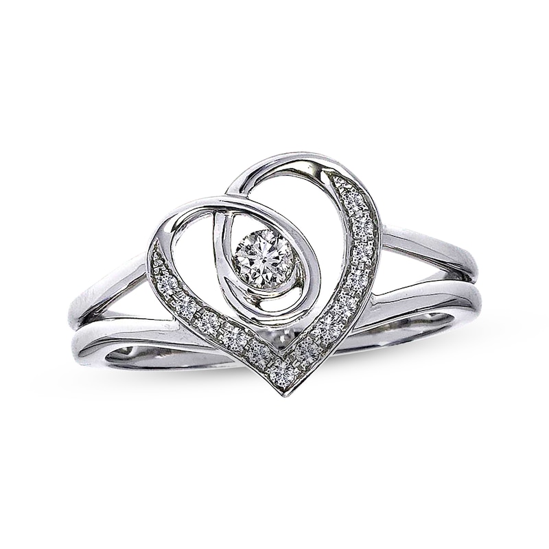 Sterling Silver Round Framed Heart Ring