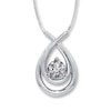 Thumbnail Image 1 of Previously Owned Diamond Teardrop Necklace 3/4 Carat Round-cut 14K White Gold