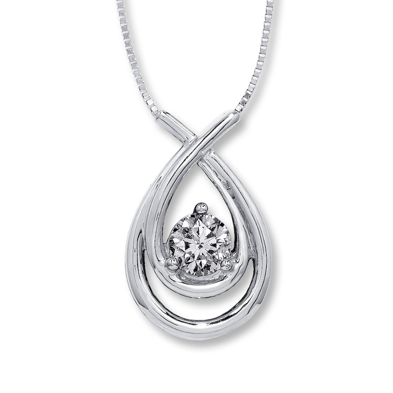 Main Image 1 of Previously Owned Diamond Teardrop Necklace 3/4 Carat Round-cut 14K White Gold