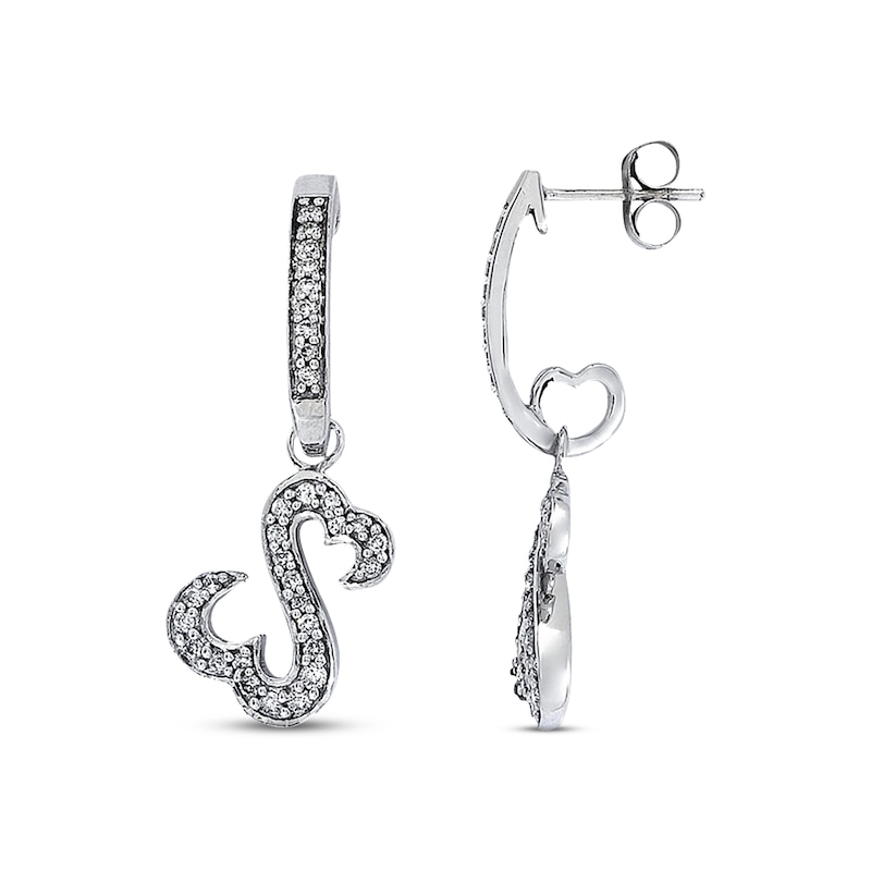 Previously Owned Open Hearts Diamond Dangle Earrings 1/2 ct tw Round-cut 14K White Gold