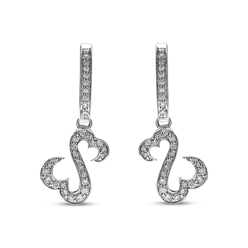 Previously Owned Open Hearts Diamond Dangle Earrings 1/2 ct tw Round-cut 14K White Gold