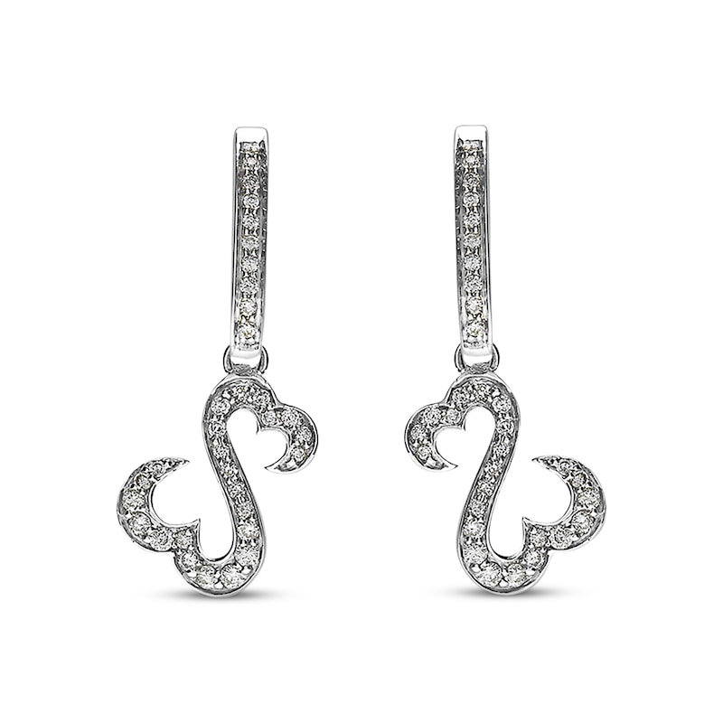 Previously Owned Open Hearts Diamond Dangle Earrings 1/2 ct tw Round-cut 14K White Gold