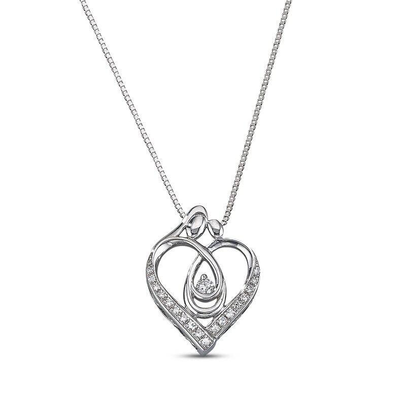 Main Image 1 of Previously Owned Diamond Heart Necklace 1/6 cttw Sterling Silver 18"