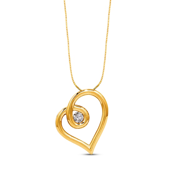 Previously Owned Diamond Heart Necklace 1/6 ct Round-Cut 10K Yellow Gold