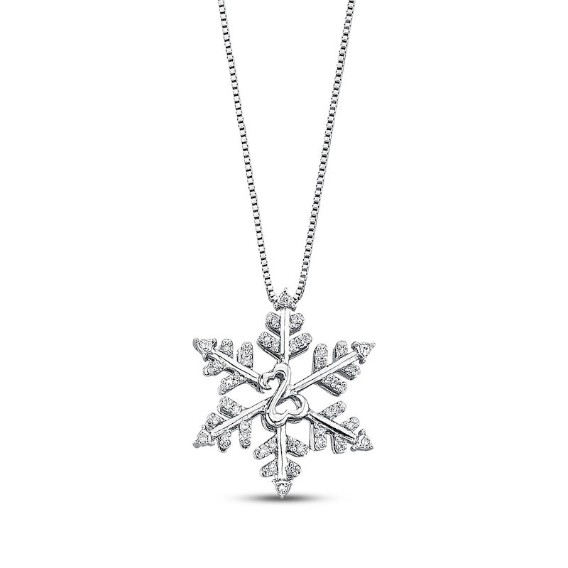 Main Image 1 of Previously Owned Diamond Snowflake Necklace 1/10 cttw Sterling Silver 18"