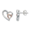Thumbnail Image 1 of Previously Owned Diamond Heart Earrings 1/10 ct tw Sterling Silver & 10K Rose Gold