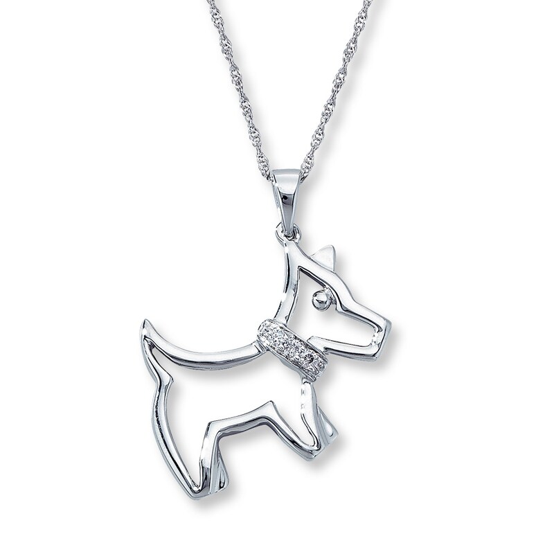 Main Image 1 of Previously Owned Diamond Accent Dog Necklace 10K White Gold 18&quot;