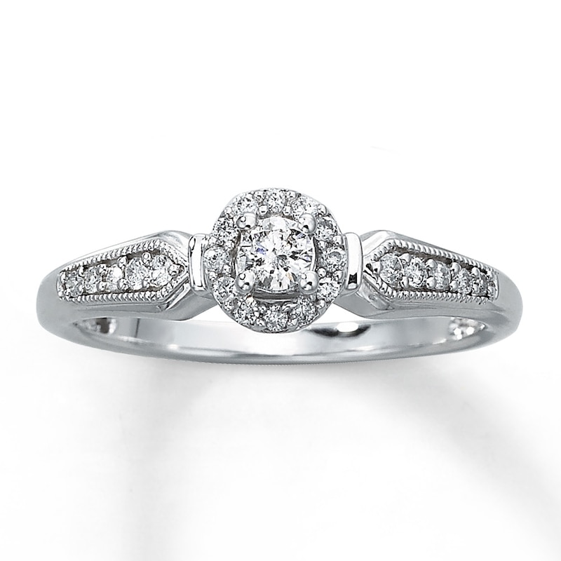 Main Image 1 of Previously Owned Diamond Promise Ring 1/4 ct tw Round 10K White Gold