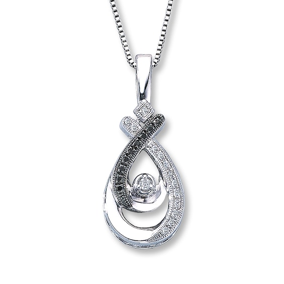 Previously Owned Necklace Black/White Diamonds Sterling Silver